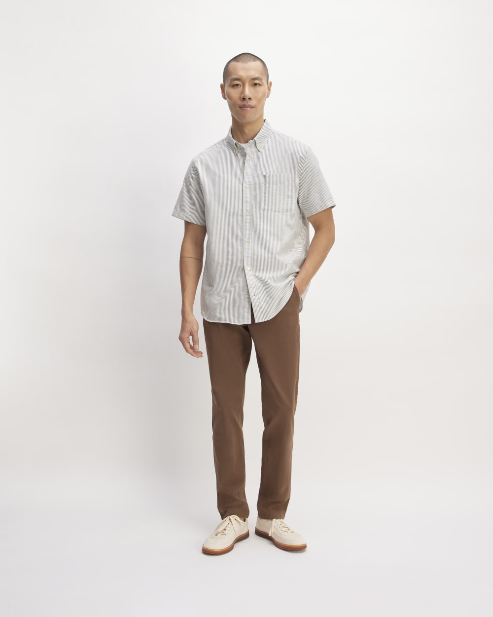 The Organic Short Sleeve Oxford Shirt | Charcoal / White - Image 3