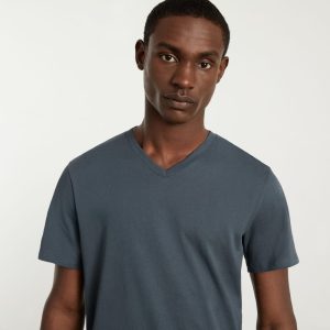 Alternative view of The Organic Cotton V-Neck Tee | Dark Slate