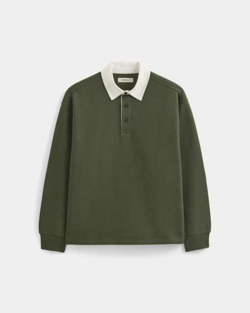 Alternative view of Luxe Fleece Rugby Polo | Dark Forest
