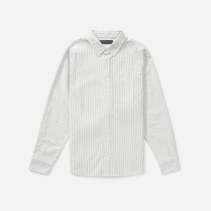 The Standard Fit Japanese Oxford Shirt | Uniform | White / Black Stripe | Standard