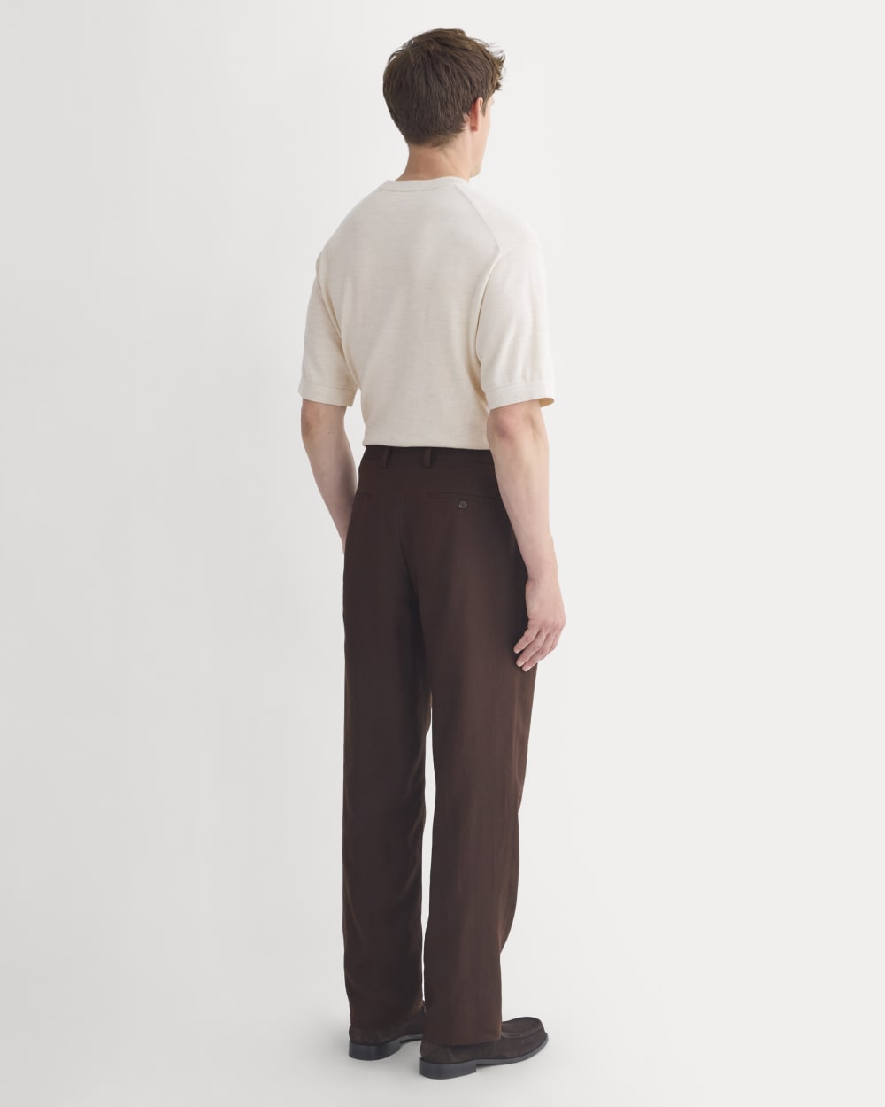 Soyeux Linen Pleated Trouser | Dark Brown - Image 4