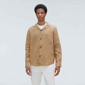 Alternative view of The Long Sleeve Linen Camp Shirt | Iced Coffee