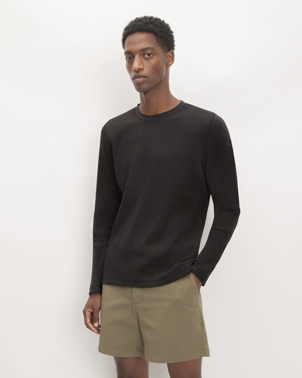 The Waffle Long-Sleeve Crew | Black