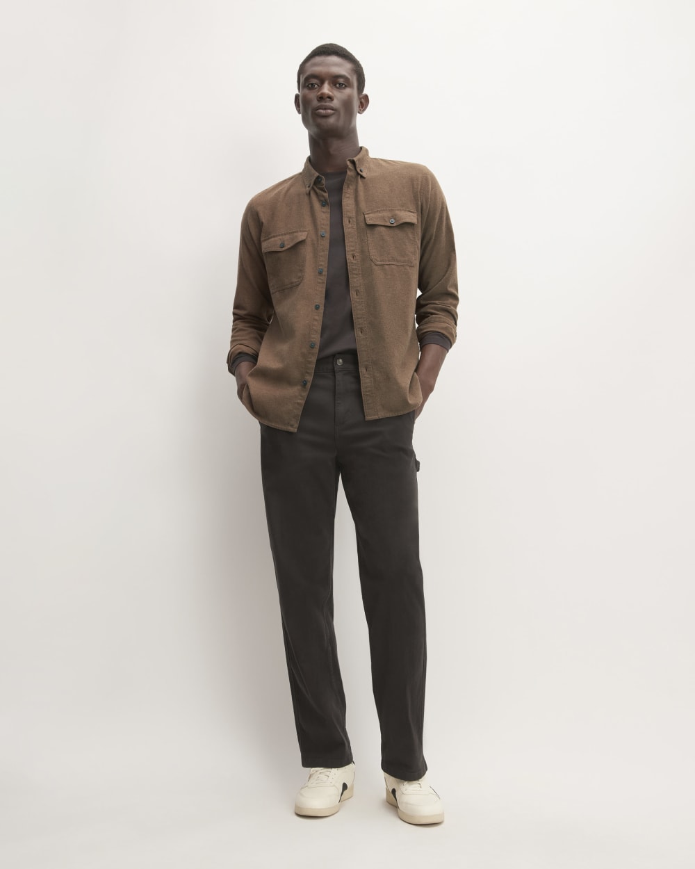The Brushed Flannel Shirt | Heathered Cocoa Brown - Image 3