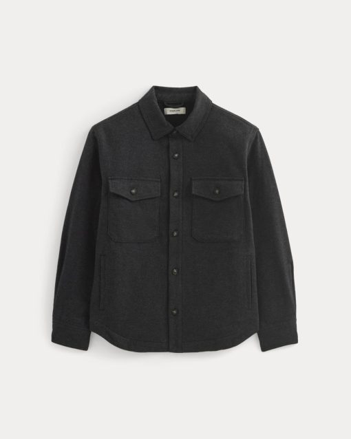 Alternative view of Heavyweight Waffle Twill Overshirt | Heather Charcoal