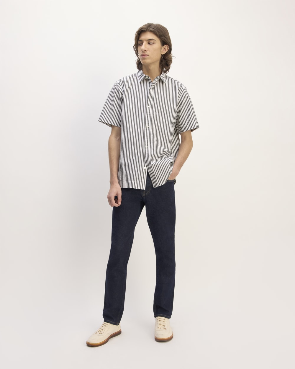 The Supima® Short-Sleeve Poplin Shirt | Optic White / Black - Image 3