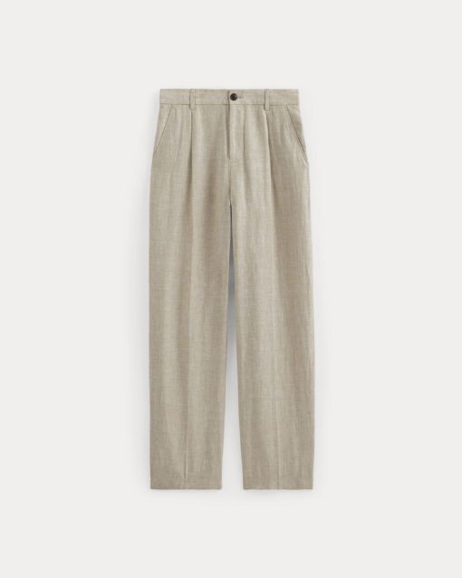 Alternative view of The Linen Pleated Trouser | Cornstalk Chambray