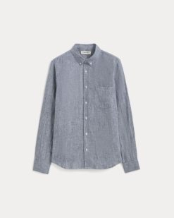 Alternative view of The Classic Shirt in Linen | White / Blue