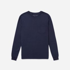 The Organic Cotton Long-Sleeve Pocket Tee | Deep Navy
