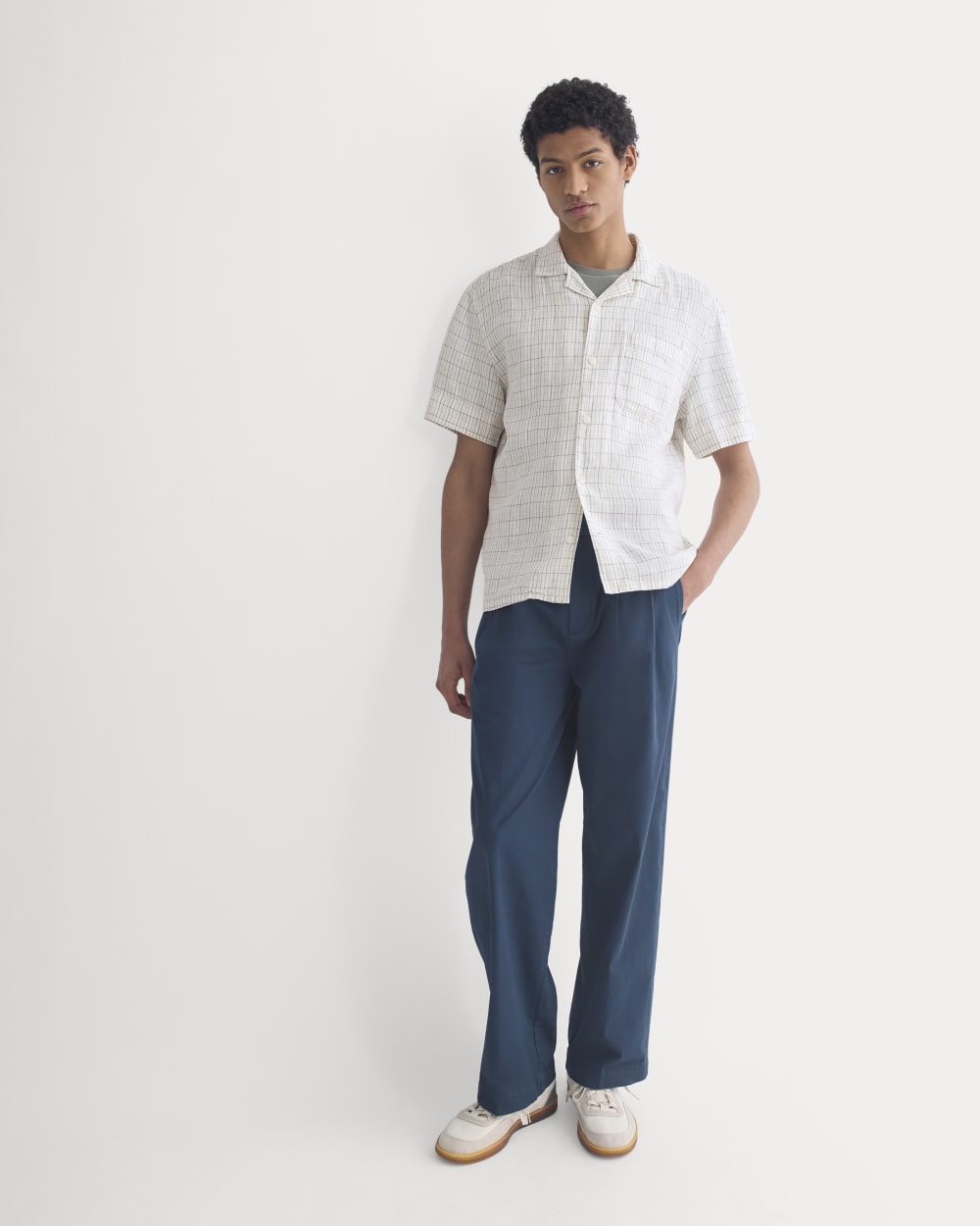Linen Resort Shirt | Bone Plaid - Image 6